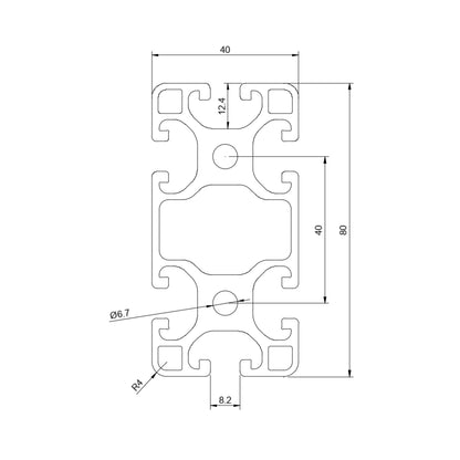 Aluminiumprofil schwarz 80x40 Nut 8 I-Typ
